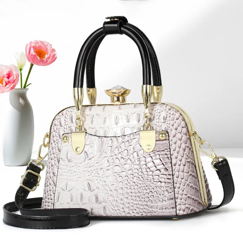 Elegant Crocodile Pattern Handbag