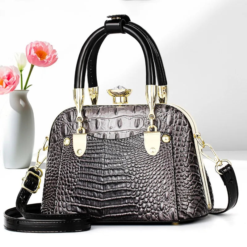 Elegant Crocodile Pattern Handbag