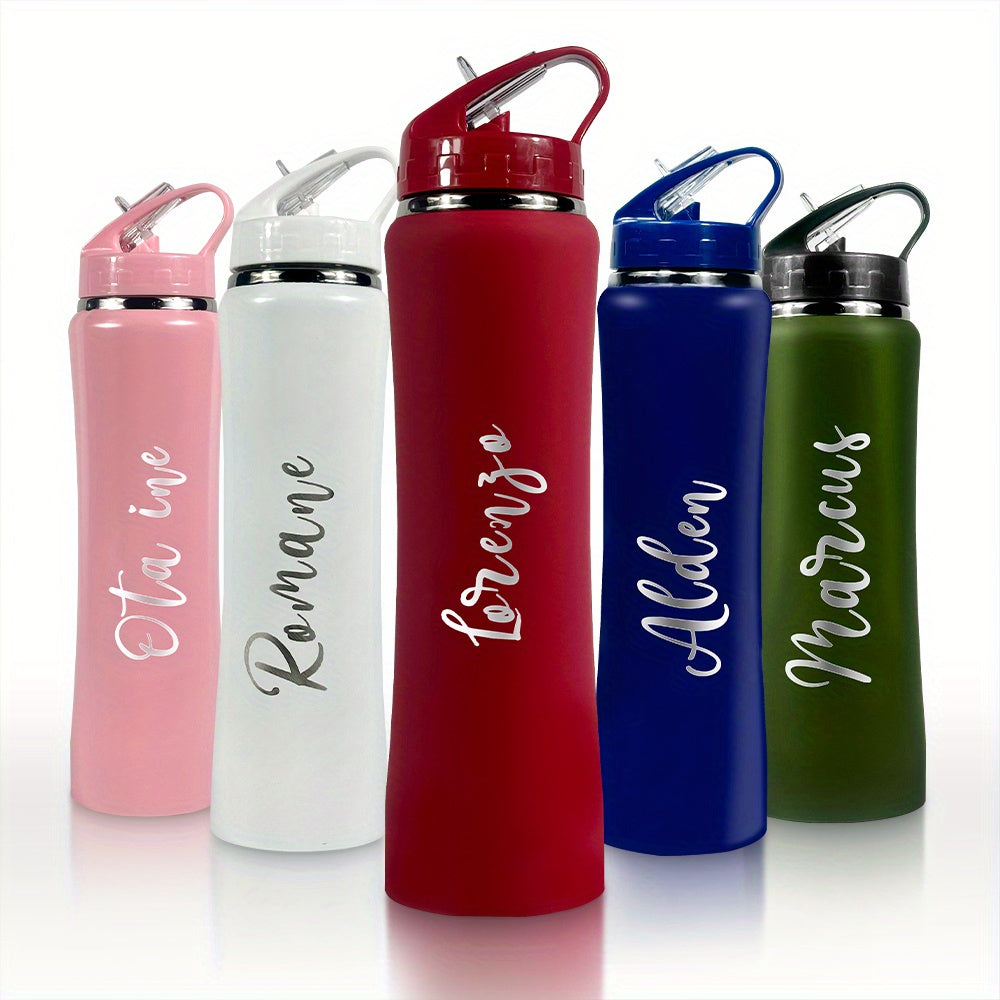 Personalized Insulated Stainless Steel Water Bottle with Straw, Engraved Fitness & Cycling Bottle, Perfect Gift for Men Women