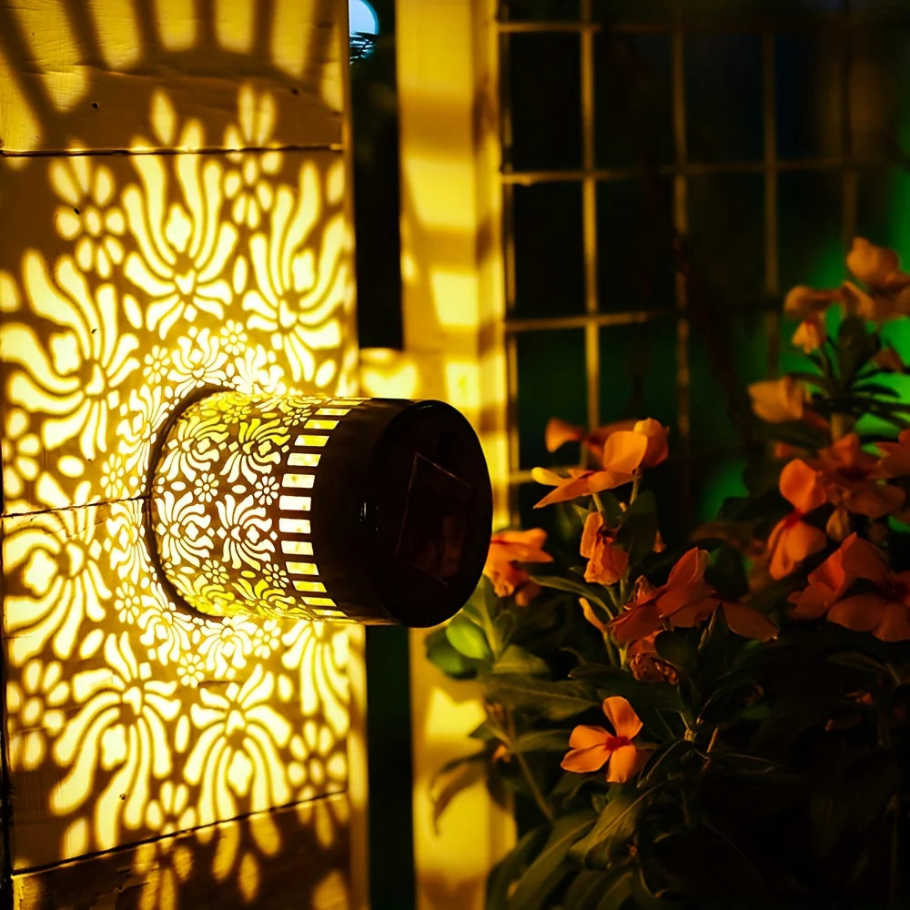 Solar Peony Wall Lamps 1/2-Pack - Hollow Peony Design Outdoor Garden Decor Light Iron Yard Party Gift for Festive Settings