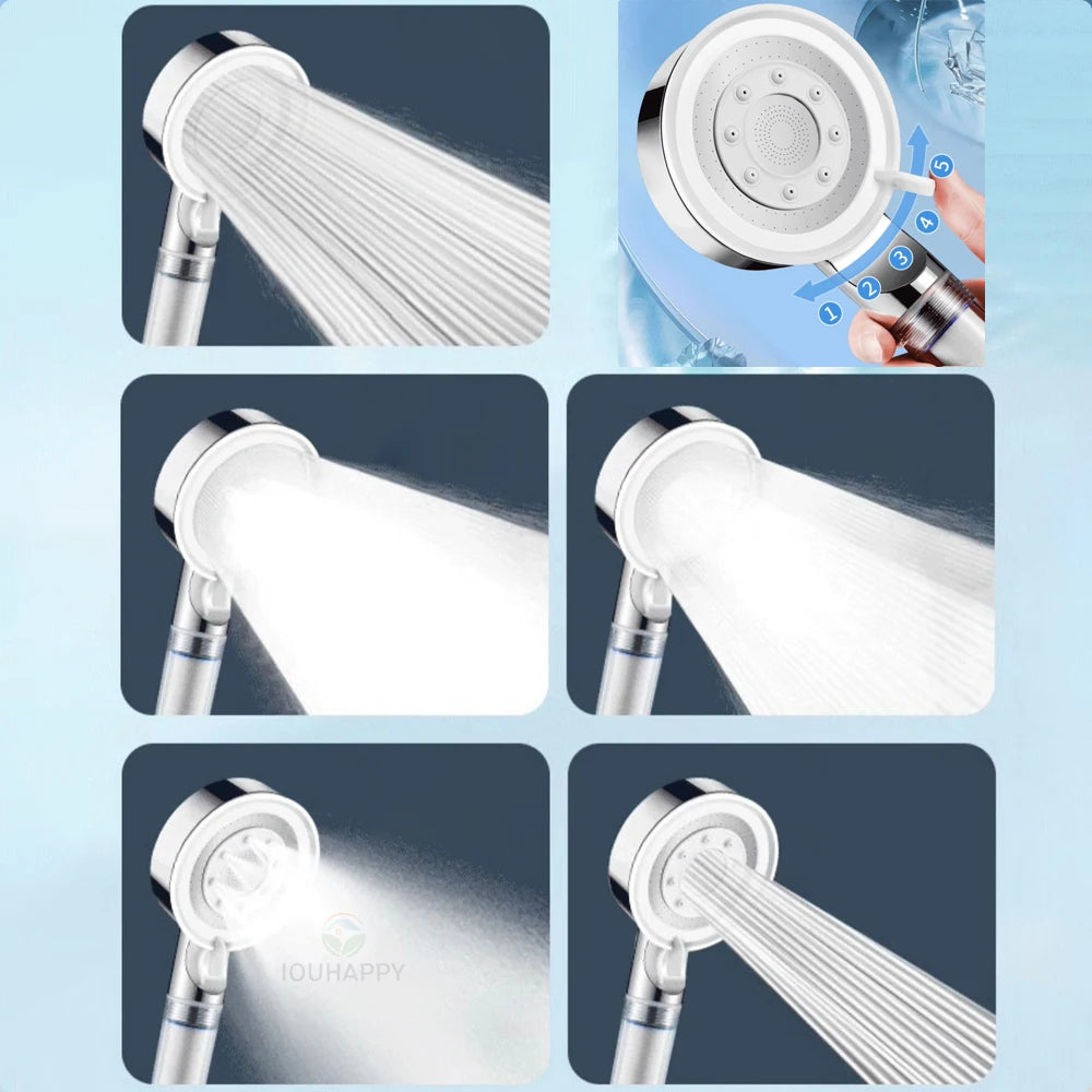 High Pressure Shower Head Set 5 Jet Modes Adjustable Shower Head with Filter Large Water Flow Spray Bathroom Accessories