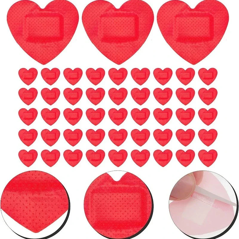 20/50pcs Heart Shape Bandages Cute Red Heart Wound Dressings Breathable Comfortable  Adhesive Portable Stickers for Kids Adults