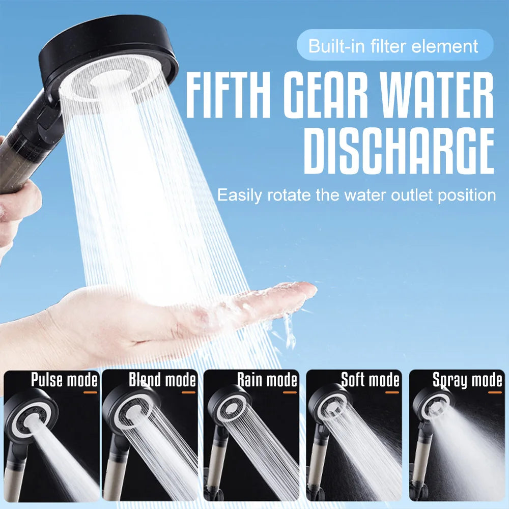 High Pressure Shower Head Set 5 Jet Modes Adjustable Shower Head with Filter Large Water Flow Spray Bathroom Accessories