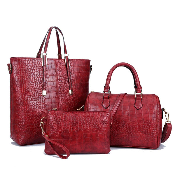Chic Crocodile Handbag Set