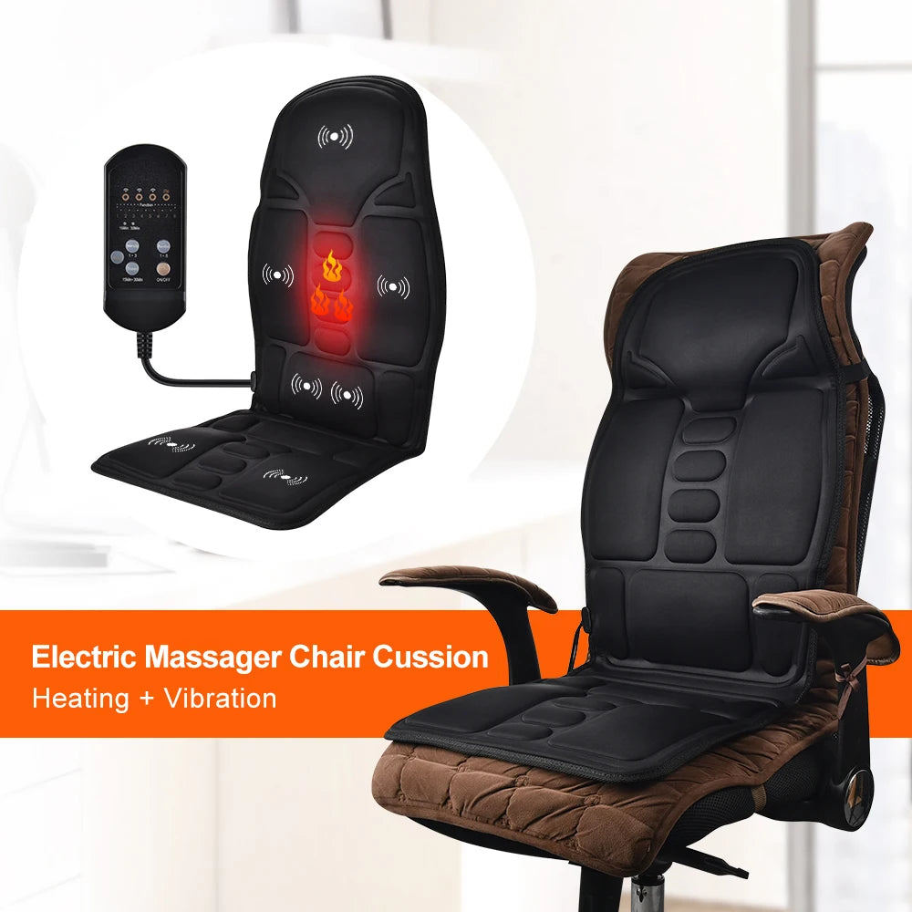 Electric Heating Vibrating Massage Pad Muscle Relax Cussion Seat Lumbar Back Shoulder Massager Mattress for Car Office Home