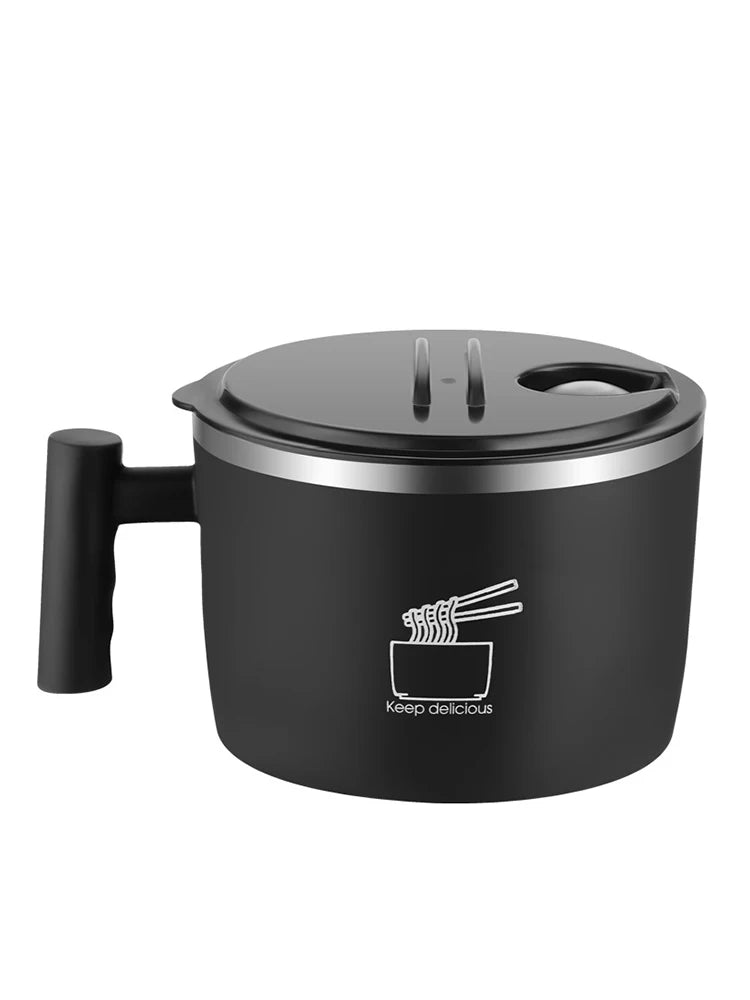 Stainless Steel Bowl With Lid For Instant Noodles Sealed And Portable Drain Bowl For Kitchen Utensils Instant Noodle Partner