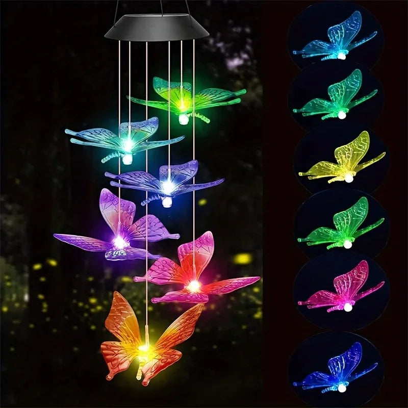 1PC Solar Wind Chime Outdoor, Color Changing Hanging Garden Light, Decorative Solar-Powered Chime Lighting for Patio/Yard