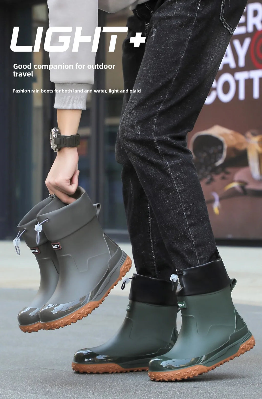 Fishing water shoes for men waterproof anti-slip  wear-resistant rain boots rain shoes, 2026 new style kitchen work rubber shoes