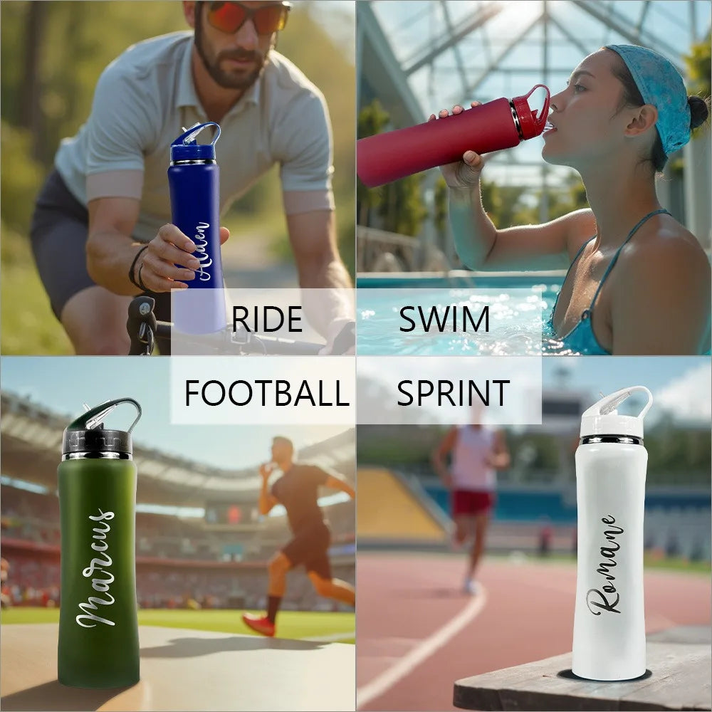 Personalized Insulated Stainless Steel Water Bottle with Straw, Engraved Fitness & Cycling Bottle, Perfect Gift for Men Women