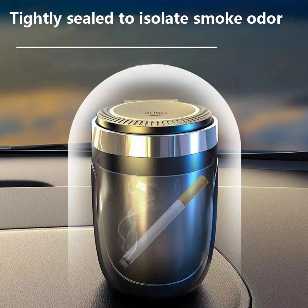 Car Ashtray With LED Light Universal Alloy Ash Tray Car  Retardant Cigarette Holder Ash Tray Automotive Supplies ﻿