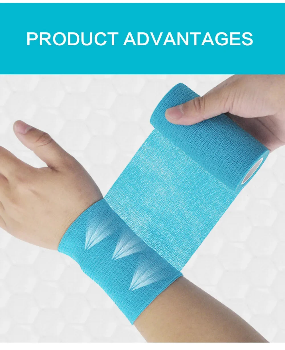 1Roll 2.5/5/10cm*4.5m Gauze Medical Bandage Self-adhesive Breathable Elastic Bandages for Sports Fixing Finger Wrist Leg