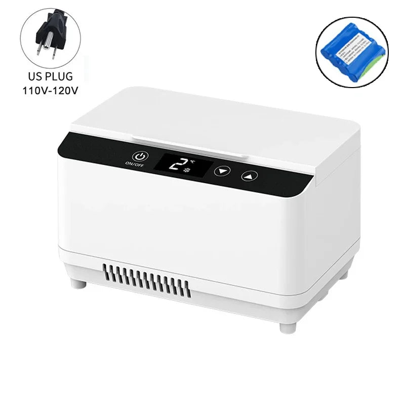 Portable Insulin Cooler - Mini Medical Fridge for Diabetic Supplies with Double Layer Super Capacity, USB/Battery Powered Travel