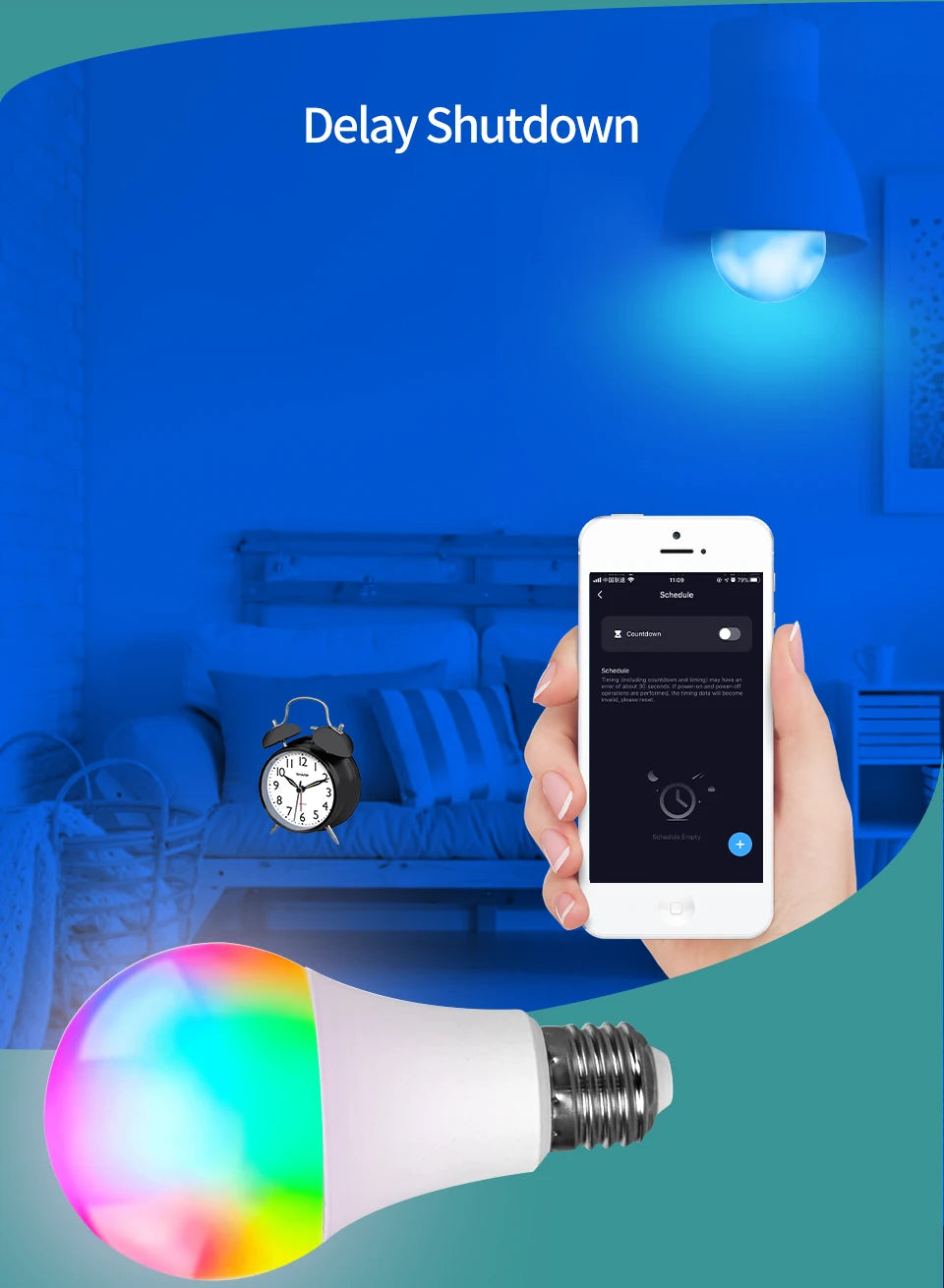 Tuya Smart Led Bulb E27 220V Smart Light Dimable Bluetooth RGB Lamp APP Control for Bedroom Room Decoration Party Lights