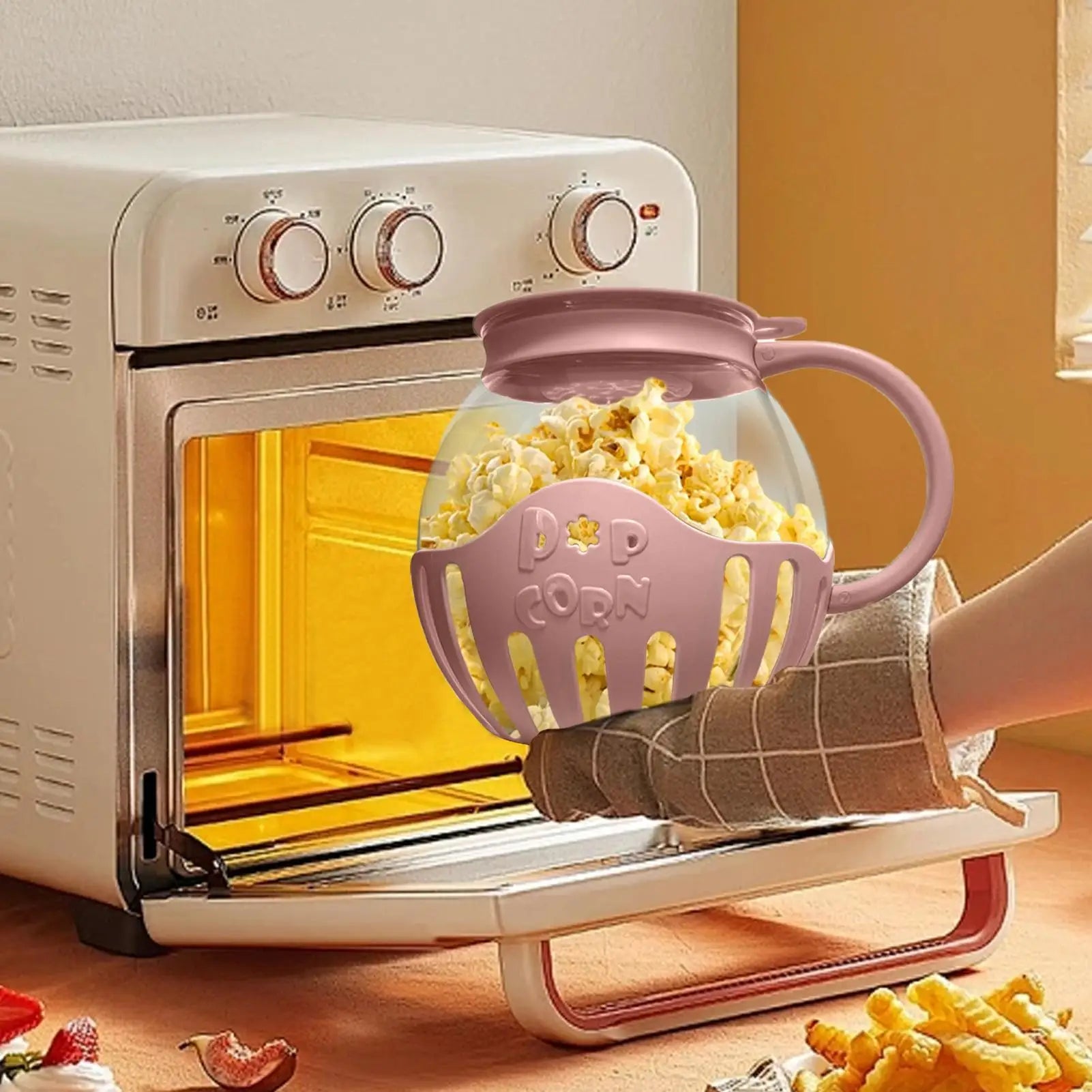 Microwave Popcorn Popper Popcorn Bucket Microwave Bowls Mini Machine Safe Borosilicate Glass Popcorn Maker