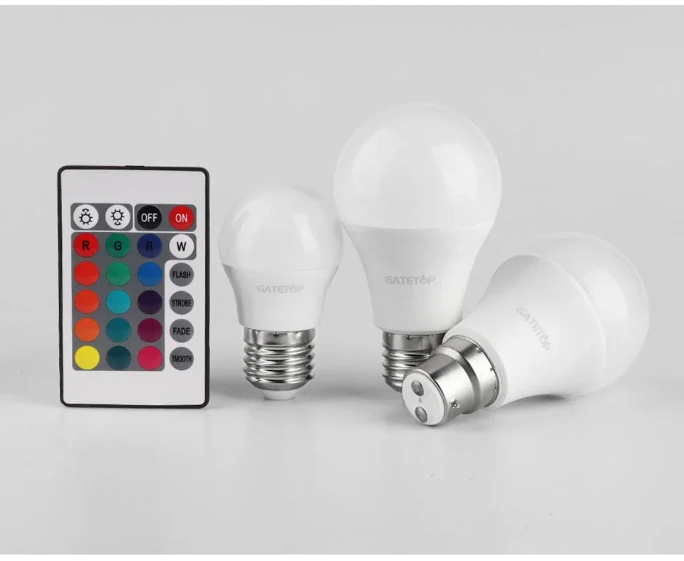 1-10PCS Smart RGBW LED Bulb Spotlight E27 E14 B22 GU10 with Infrared Remote Control Suitable for Colorful Home Lighting