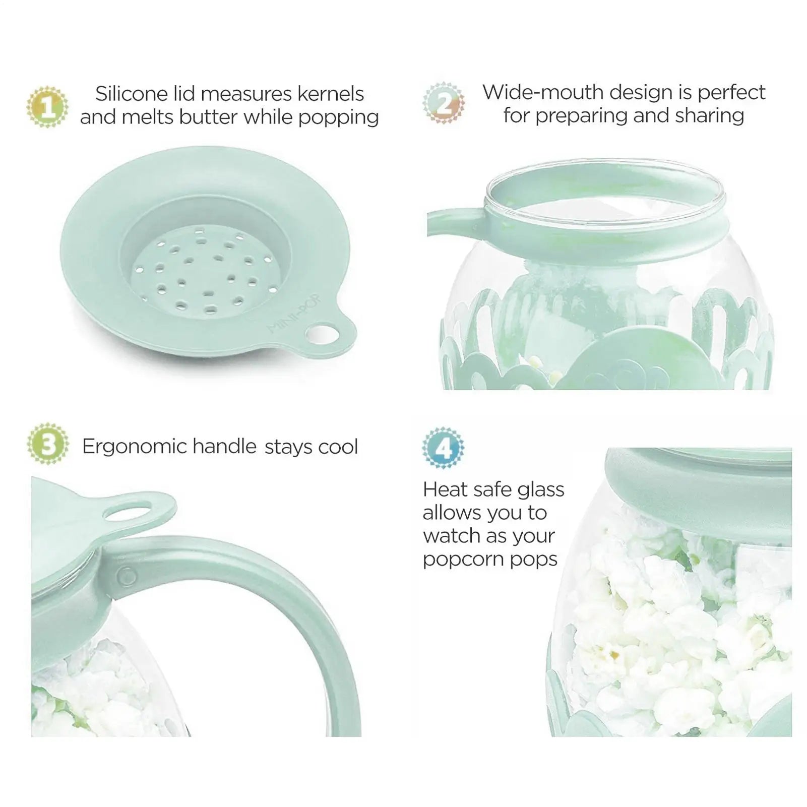 Microwave Popcorn Popper Popcorn Bucket Microwave Bowls Mini Machine Safe Borosilicate Glass Popcorn Maker