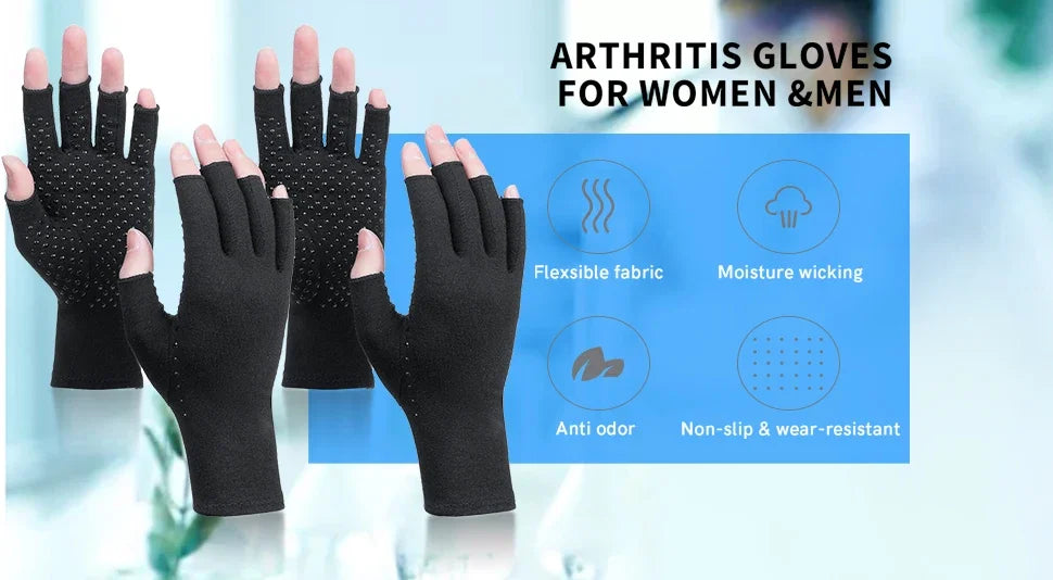 1Pair Arthritis Gloves for Pain Relief,Compression Gloves for Arthritis,Carpal Tunnel,Typing,Fingerless Hand Gloves for WomenMen