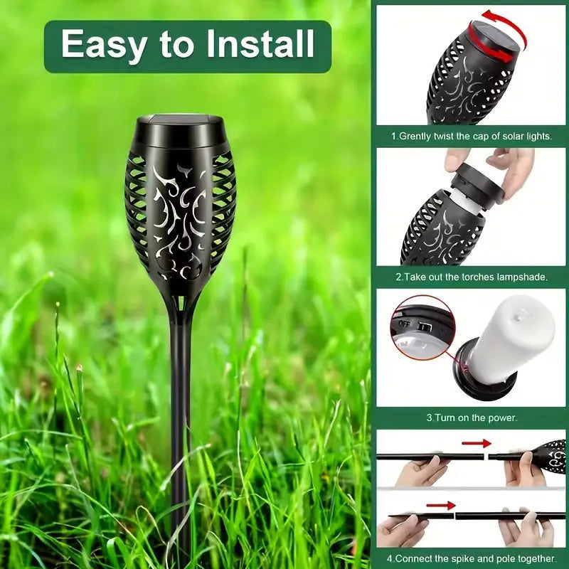 Smart Light Sensing Outdoor Landscape Lights Decorative Lights with Flickering Flame Torch for Gardens Patio Lawns Path