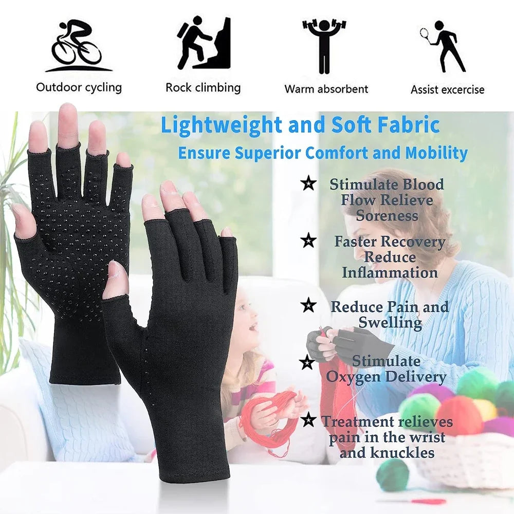 1Pair Arthritis Gloves for Pain Relief,Compression Gloves for Arthritis,Carpal Tunnel,Typing,Fingerless Hand Gloves for WomenMen