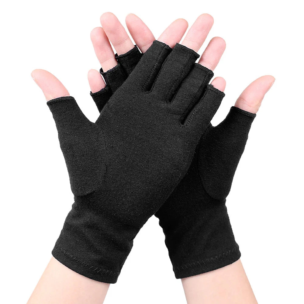 1Pair Copper Arthritis Gloves Half Finger Gloves Fingerless Gloves For Women Compression Gloves For Arthritis,Carpel Tunnel Pain