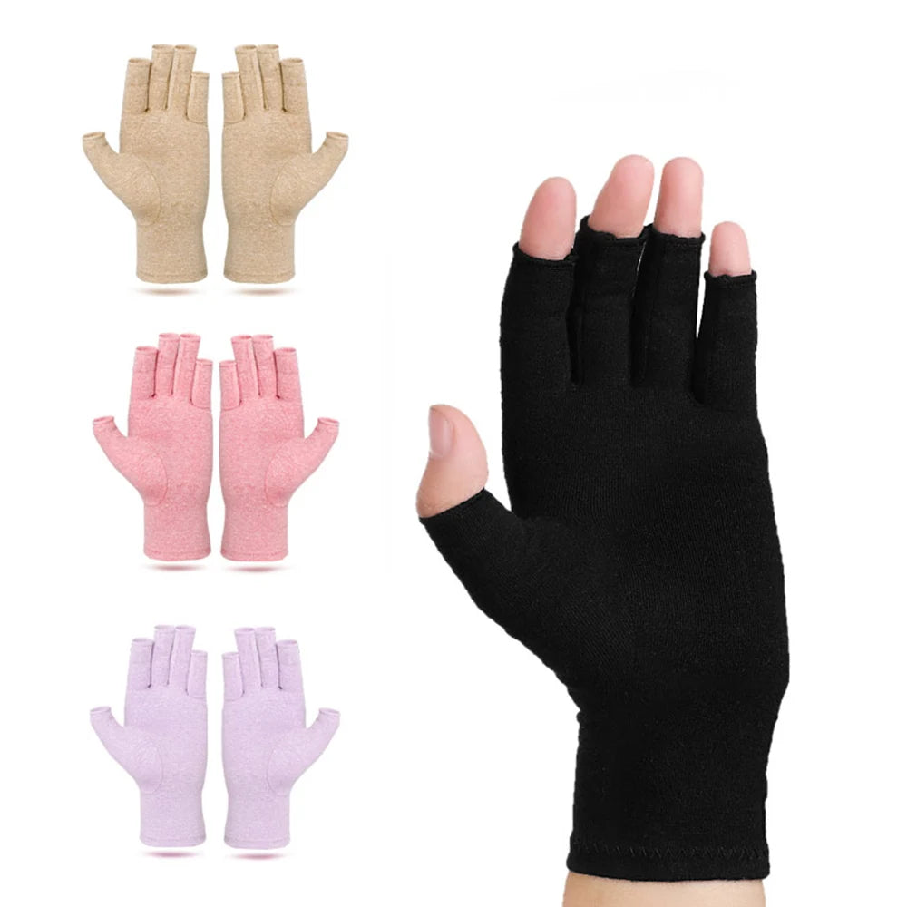 1Pair Copper Arthritis Gloves Half Finger Gloves Fingerless Gloves For Women Compression Gloves For Arthritis,Carpel Tunnel Pain