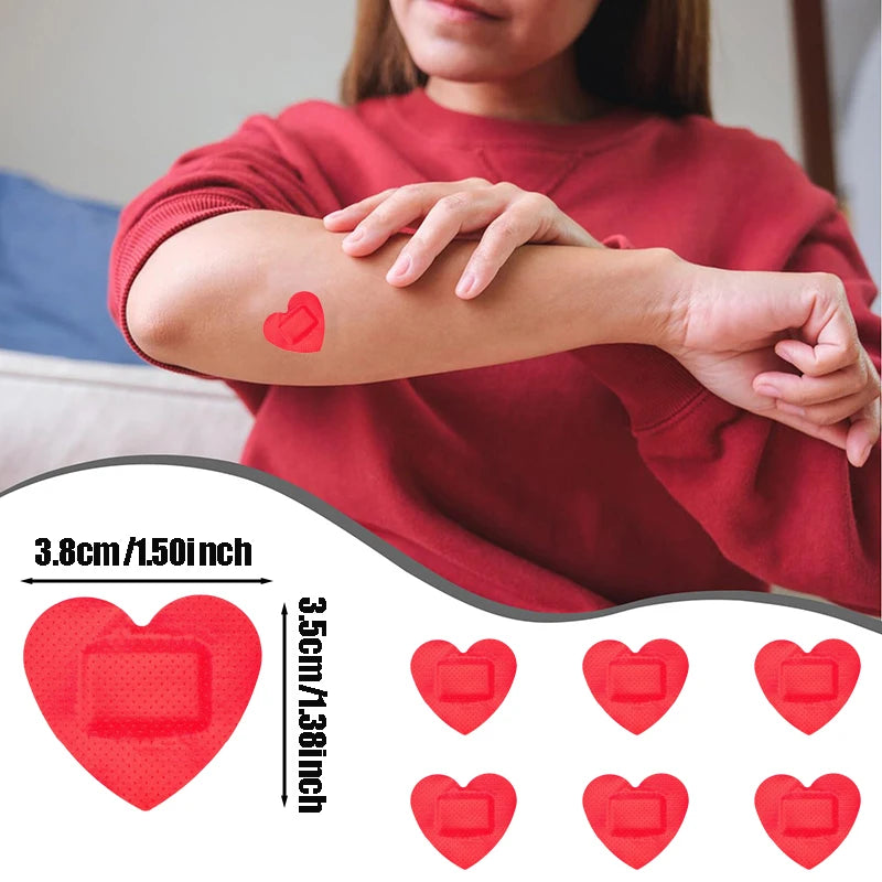 20/50pcs Heart Shape Bandages Cute Red Heart Wound Dressings Breathable Comfortable  Adhesive Portable Stickers for Kids Adults