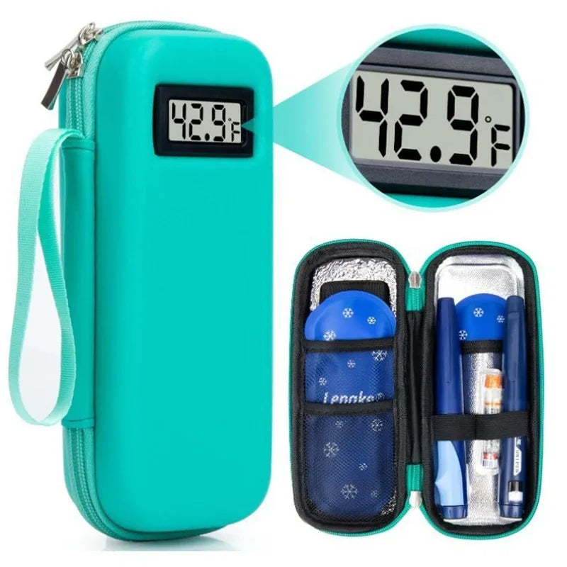 Large Insulin Cooler Travel Case Insulin Cooler Bag Temperature Display Heat Insulation for Diabetic Supplies Medicine Storage