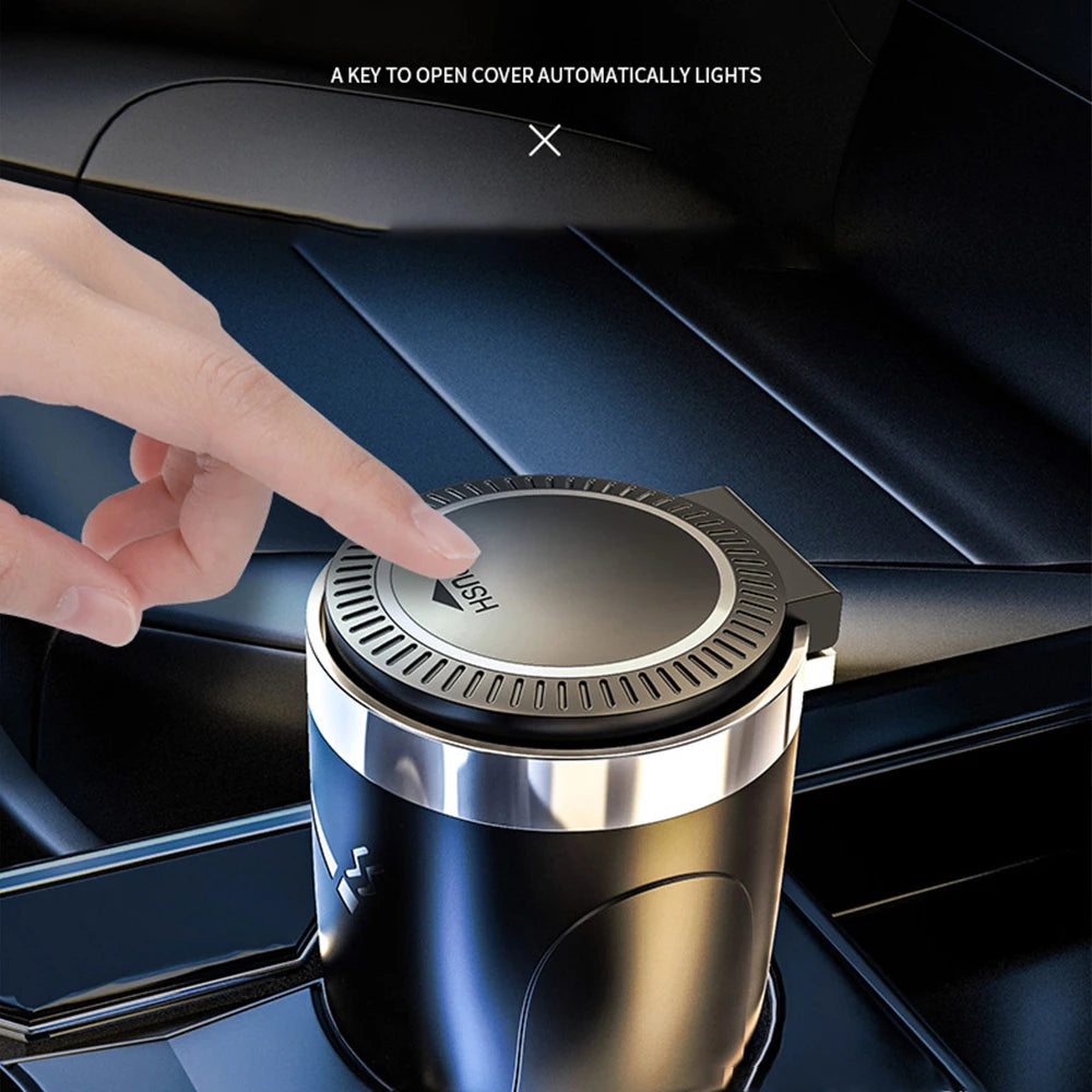 Car Ashtray With LED Light Universal Alloy Ash Tray Car  Retardant Cigarette Holder Ash Tray Automotive Supplies ﻿