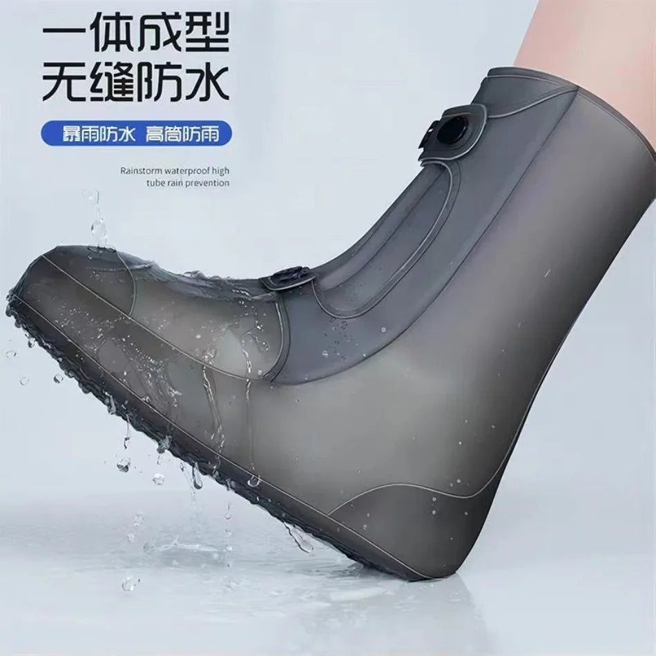 High Top Shoe Cover Portable Durable Galoshes Water Boot Rain Shoes Protector Reusable Waterproof Rain Shoe Covers with Buttons
