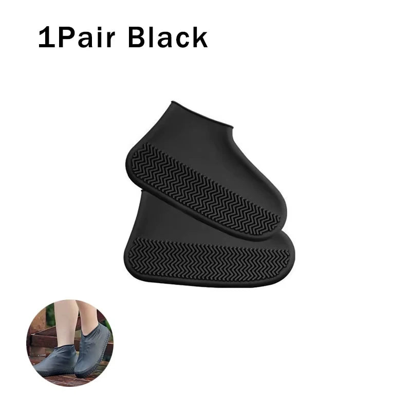 Reusable Waterproof Rain Shoes Covers Silicone Outdoor Shoe Covers Walking Shoes Latex Shoe Covers Non-slip Rain Boots Covers