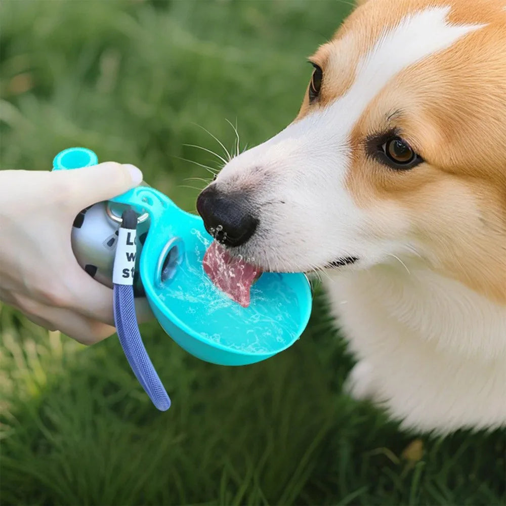 Stainless Steel Dog Water Bottle with Silicone Bowl Leak Proof Pet Drinking Bottle for Dogs Cats Walking Hiking Travel Use