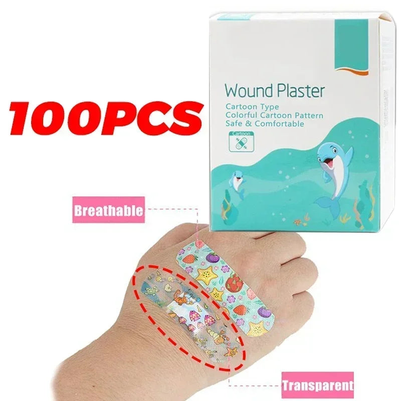 Bandages Bulk Cute Cartoon Bandages Flexible Adhesive 100Pcs Kids Kids  Strips Medical Waterproof Breathable for Children