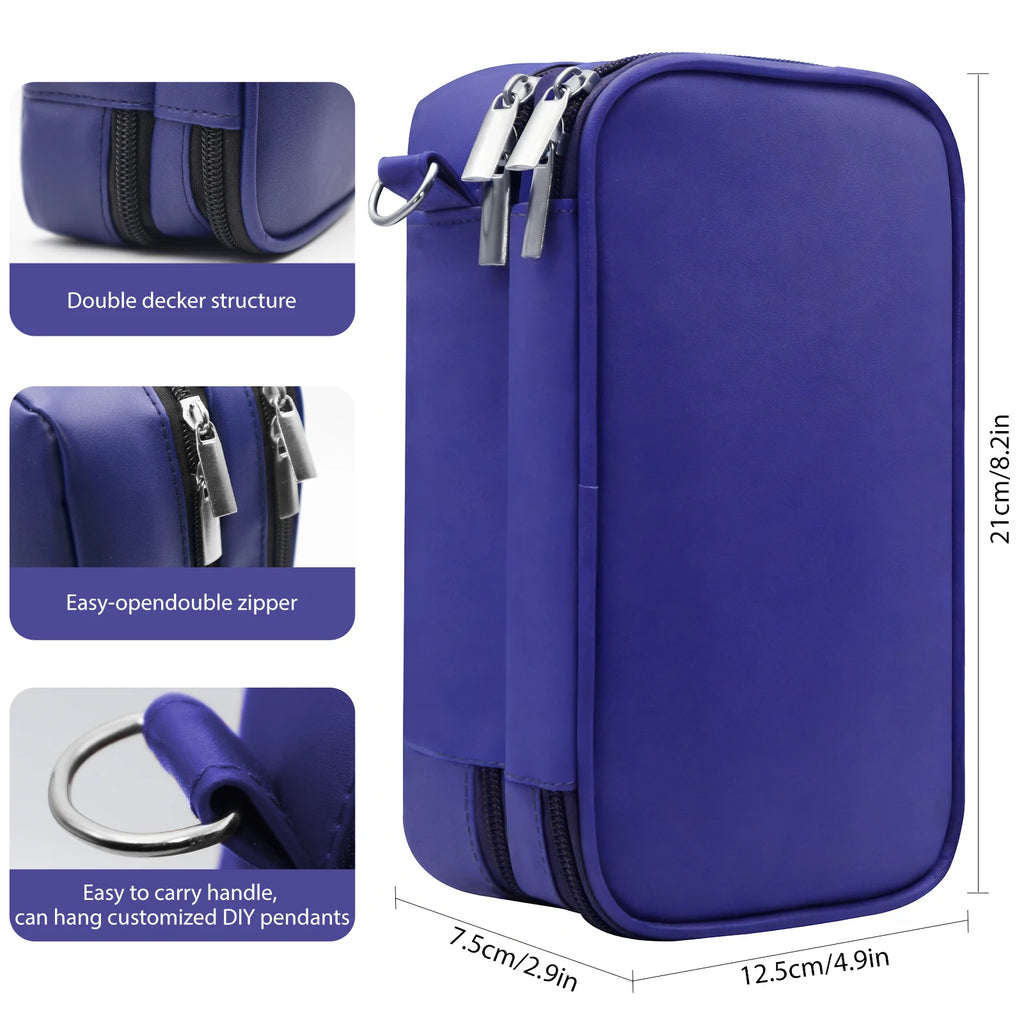Royal Blue Diabetic Supplies Travel Case for Men, Single Layer/Double Layer Medical Storage Pouch for Insulin Pens, Bag Only