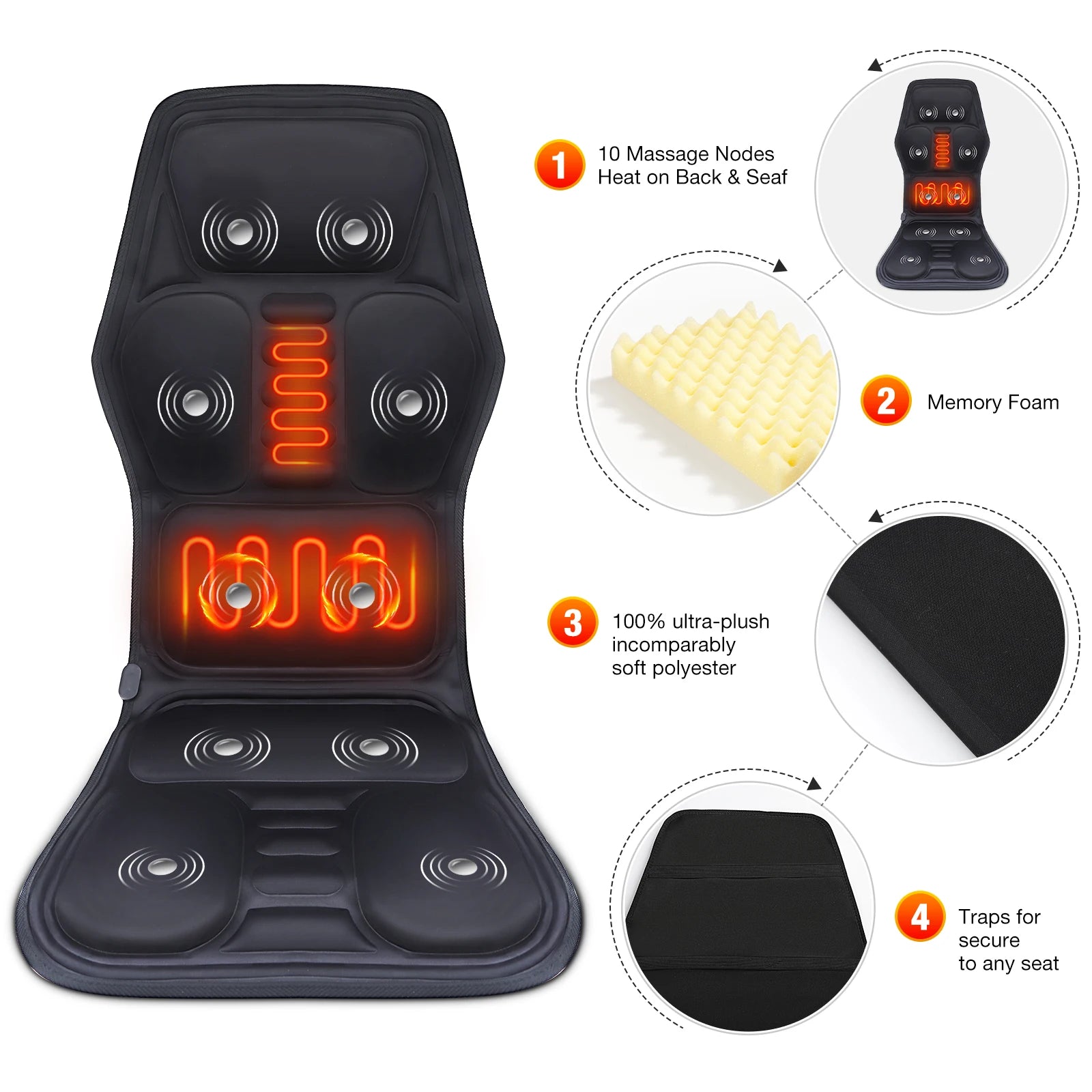Electric Heating Vibrating Massage Pad Muscle Relax Cussion Seat Lumbar Back Shoulder Massager Mattress for Car Office Home