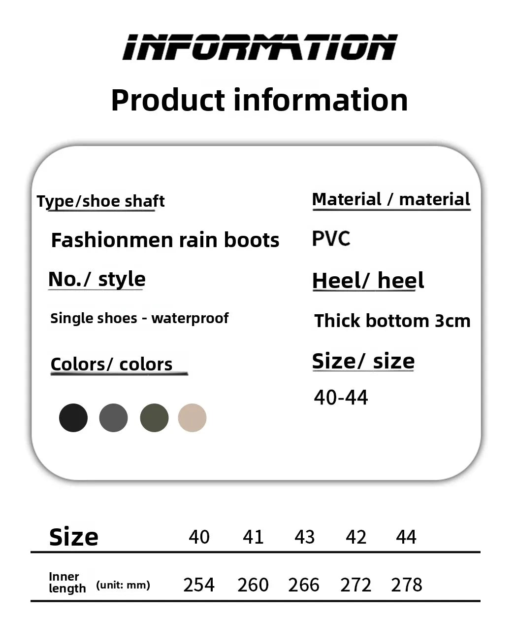 Fishing water shoes for men waterproof anti-slip  wear-resistant rain boots rain shoes, 2026 new style kitchen work rubber shoes