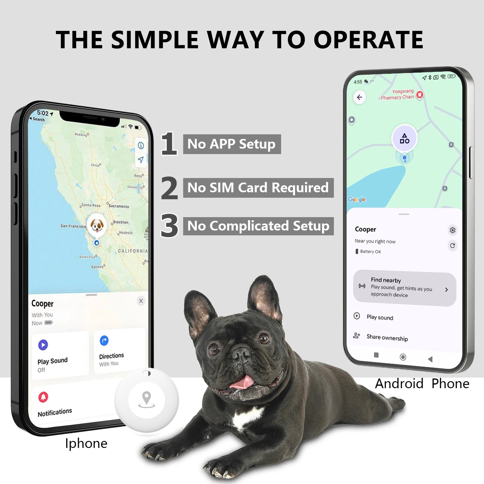 GPS Tracker Dog Collar(Tracker Included) Smart Pet Collar with Real-Time Tracking,No Monthly Fee/Subscription Waterproof Leather