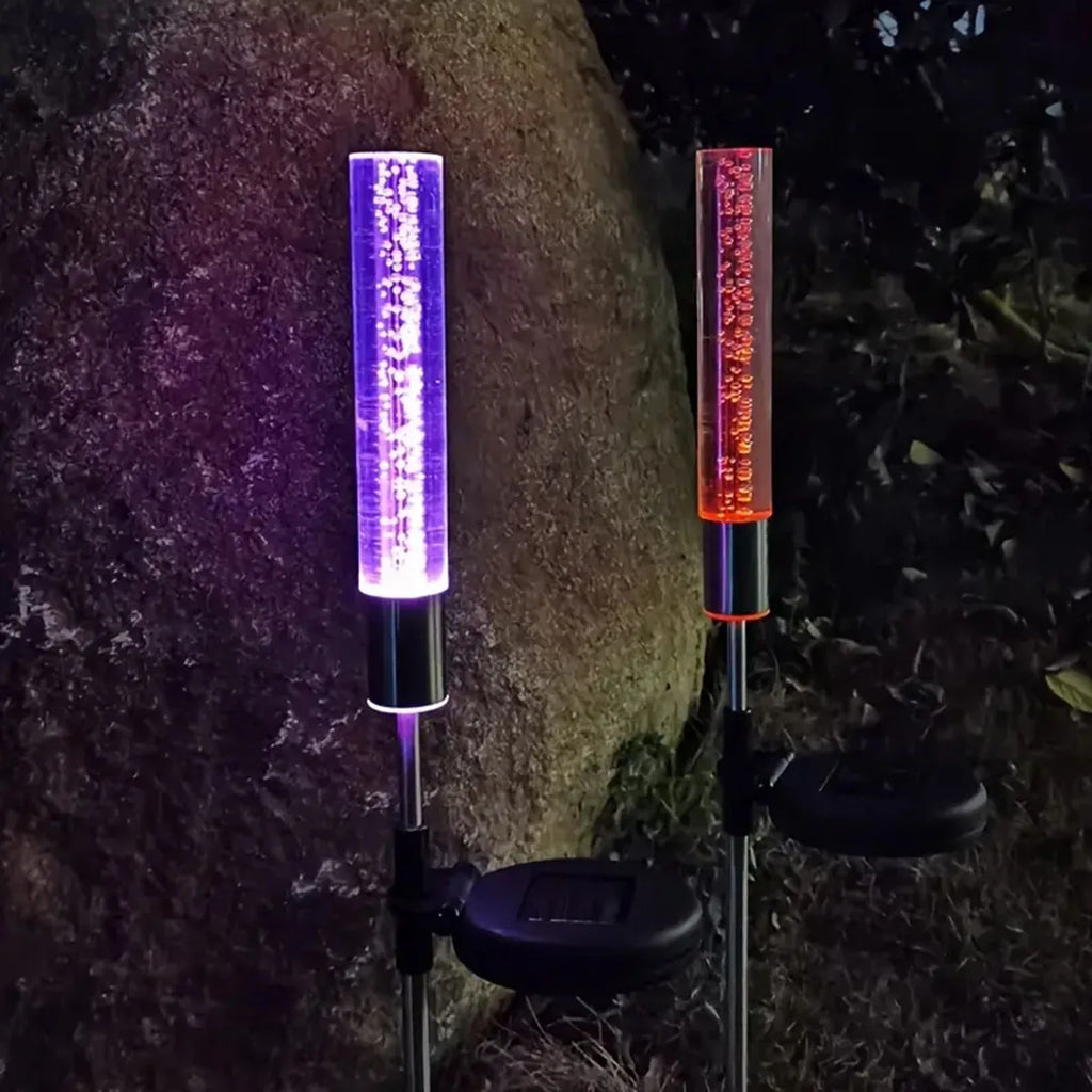 1/2pcs Solar Bubble Bar Garden Light Outdoor Color Changing Solar Landscape Path Light For Terrace Lawn And Courtyard Decor