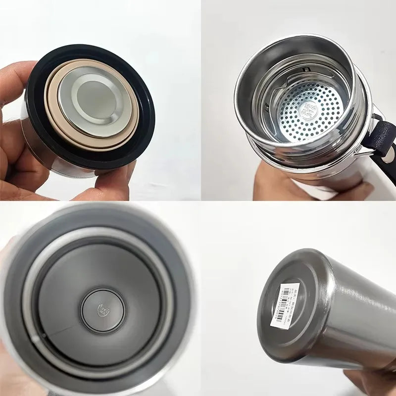 1L Portable Stainless Steel Thermal Bottle - Vacuum Insulated Thermos Keep Cold and Hot, for Water, Tea & Coffee Home Office Use