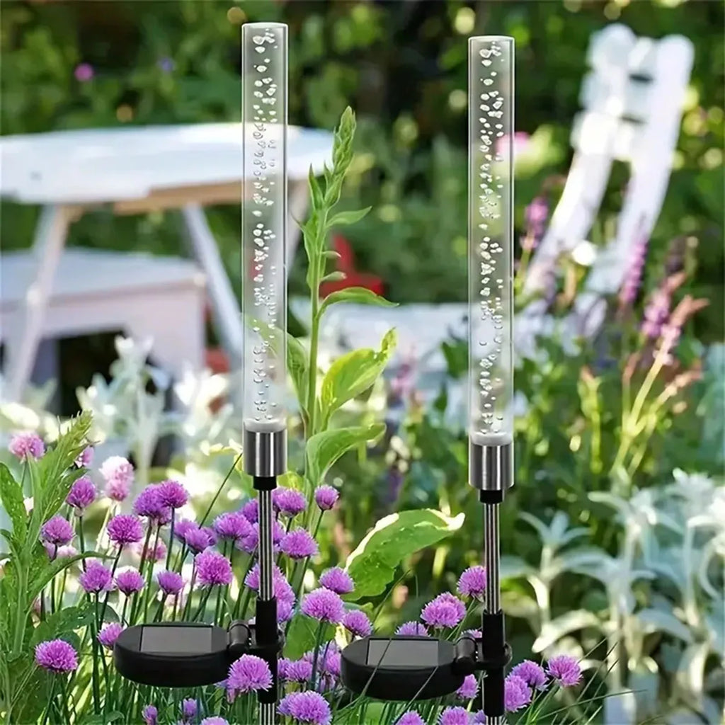 1/2pcs Solar Bubble Bar Garden Light Outdoor Color Changing Solar Landscape Path Light For Terrace Lawn And Courtyard Decor