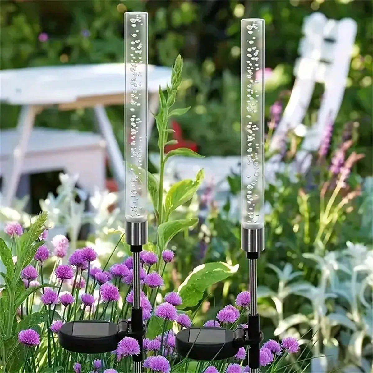 1/2pcs Solar Bubble Bar Garden Light Outdoor Color Changing Solar Landscape Path Light For Terrace Lawn And Courtyard Decor