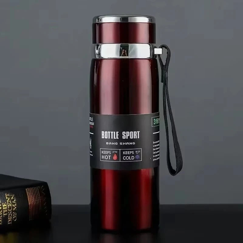1L Portable Stainless Steel Thermal Bottle - Vacuum Insulated Thermos Keep Cold and Hot, for Water, Tea & Coffee Home Office Use