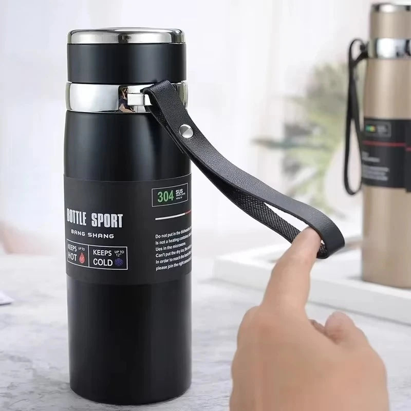 1L Portable Stainless Steel Thermal Bottle - Vacuum Insulated Thermos Keep Cold and Hot, for Water, Tea & Coffee Home Office Use