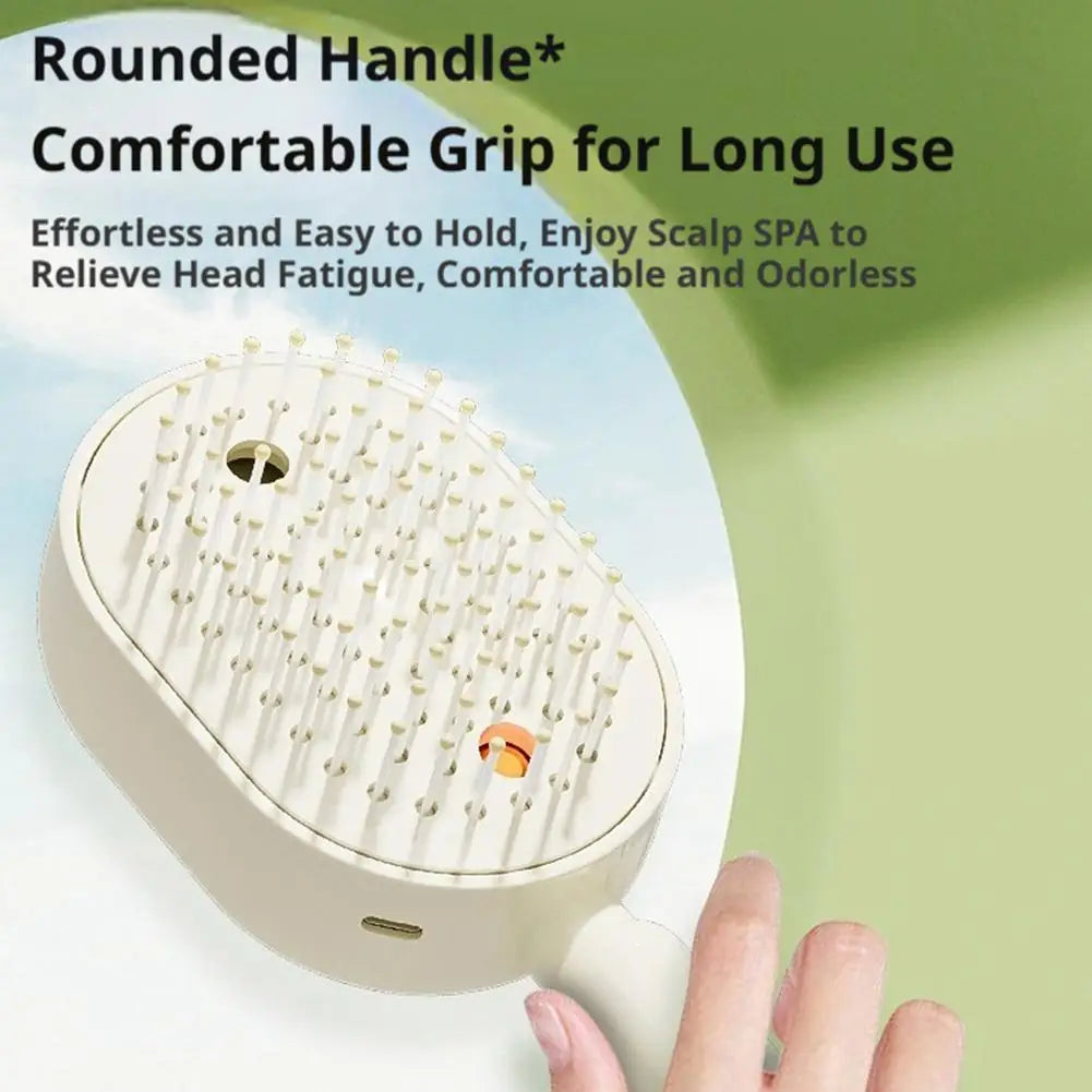 Electric Spray Hair Brush With Water Spray Air Cushions Steam Massage Comb Rechargeable Smoothing Styling Frizz Control Brush