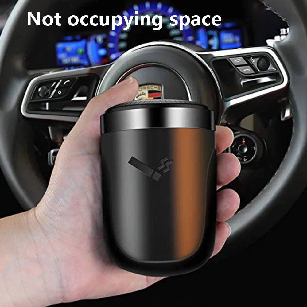 Car Ashtray With LED Light Universal Alloy Ash Tray Car  Retardant Cigarette Holder Ash Tray Automotive Supplies ﻿