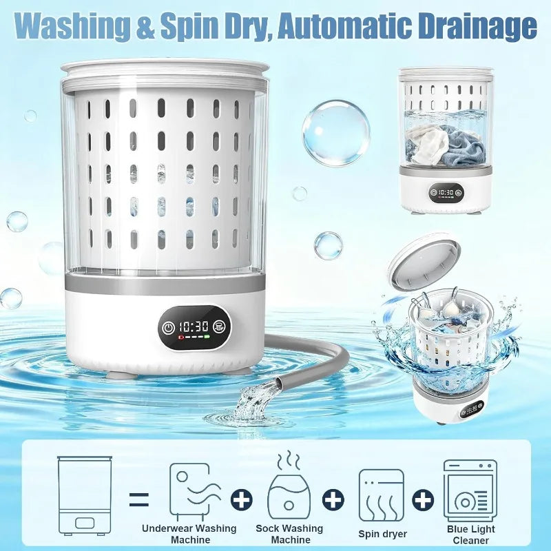 3L Mini Washing Machine,3 In 1 Portable Washing and Spin Dry,Drain Washing Machine,Small Washer for Underwea Socks Baby Clothes