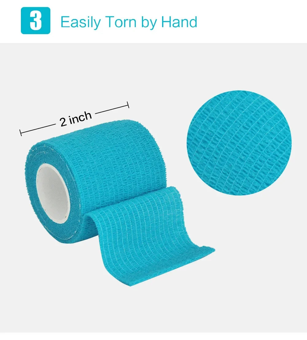 1Roll 2.5/5/10cm*4.5m Gauze Medical Bandage Self-adhesive Breathable Elastic Bandages for Sports Fixing Finger Wrist Leg