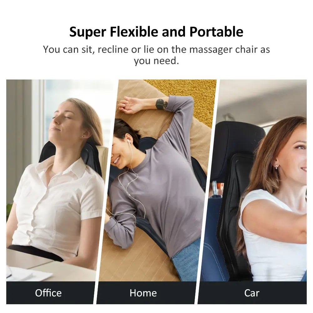 Electric Heating Vibrating Massage Pad Muscle Relax Cussion Seat Lumbar Back Shoulder Massager Mattress for Car Office Home
