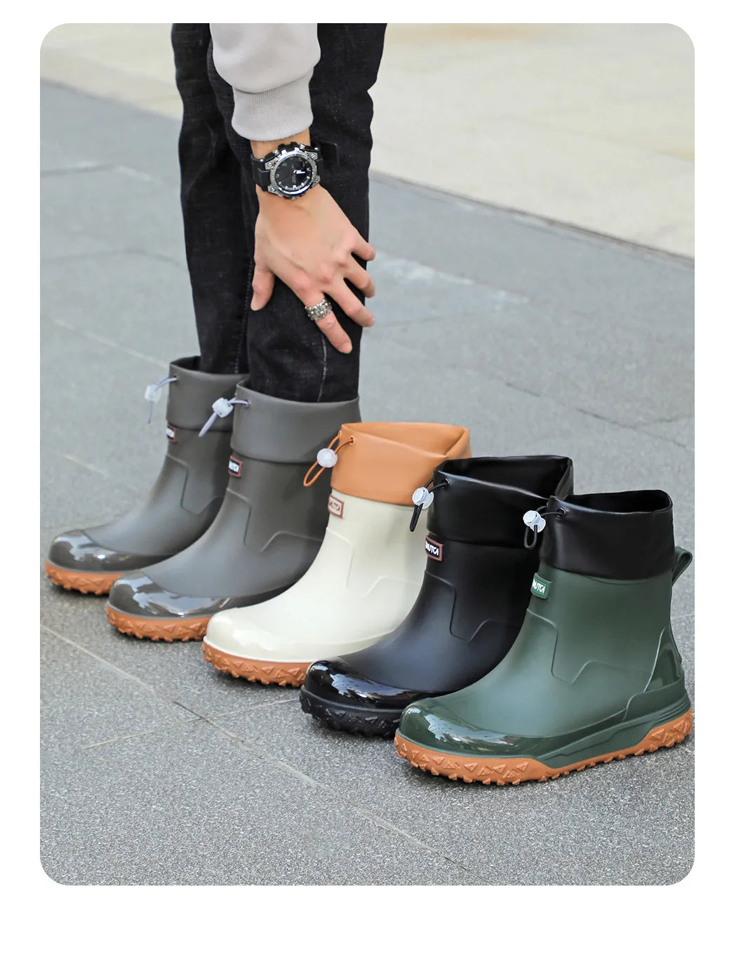 Fishing water shoes for men waterproof anti-slip  wear-resistant rain boots rain shoes, 2026 new style kitchen work rubber shoes