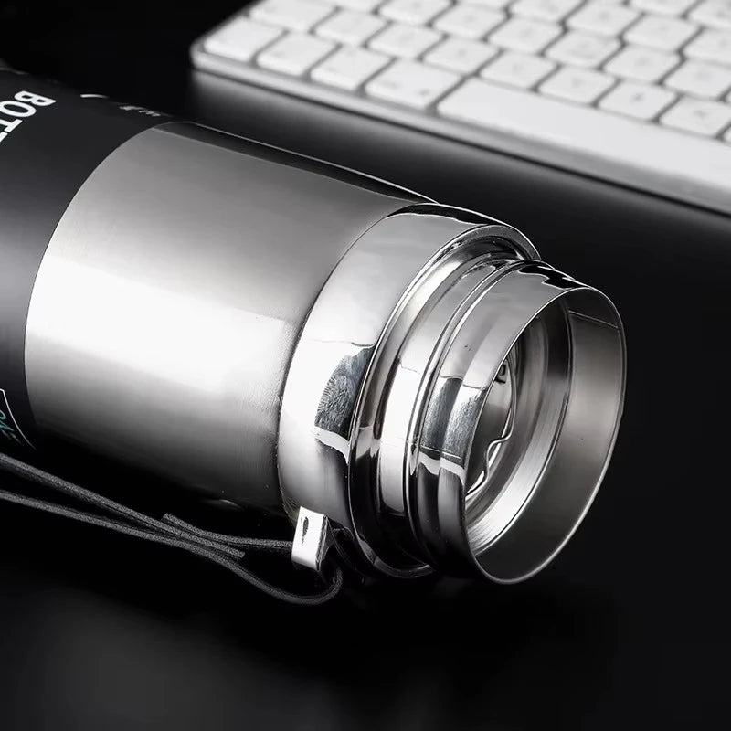 1L Portable Stainless Steel Thermal Bottle - Vacuum Insulated Thermos Keep Cold and Hot, for Water, Tea & Coffee Home Office Use