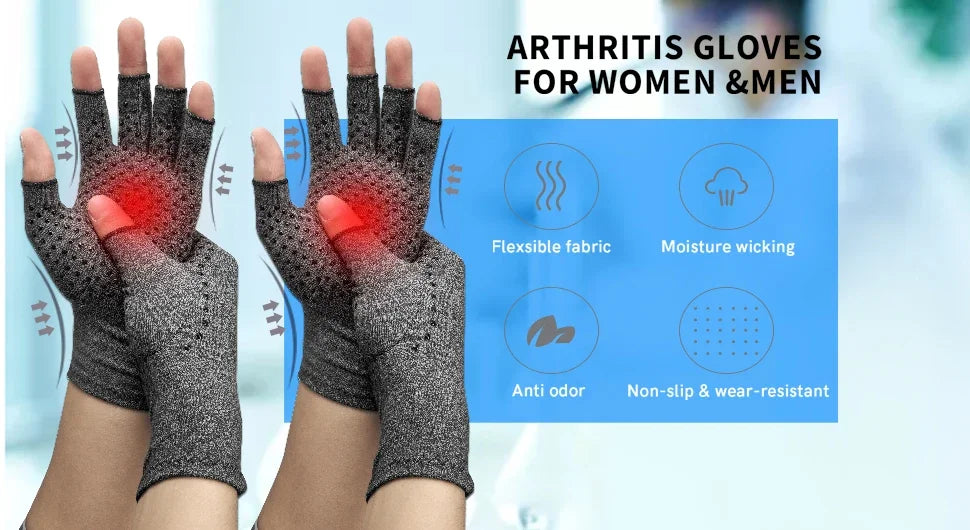 1Pair Arthritis Gloves for Pain Relief,Compression Gloves for Arthritis,Carpal Tunnel,Typing,Fingerless Hand Gloves for WomenMen
